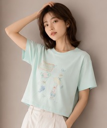 リボンアートプリント半袖Tシャツ