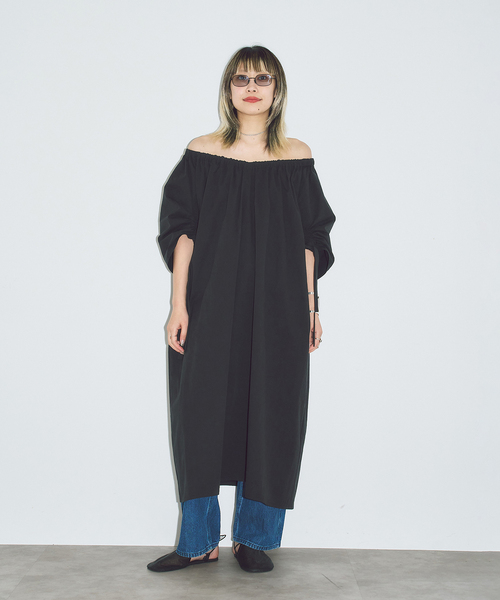 CITYSHOP（シティーショップ）の「GATHER SLEEVE DRESS：ワンピース（ワンピース・レディース・ベージュ/ブラック・36/38）」の10枚目の写真