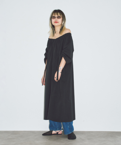 CITYSHOP（シティーショップ）の「GATHER SLEEVE DRESS：ワンピース（ワンピース・レディース・ベージュ/ブラック・36/38）」の11枚目の写真