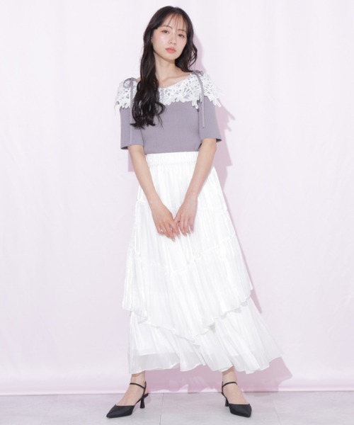 JILL by JILL STUART(ジルバイジルスチュアート)の「バリエーションティアードスカート(スカート・レディース・ブルー/ホワイト/ホワイト系その他・FREE)」の2枚目の写真