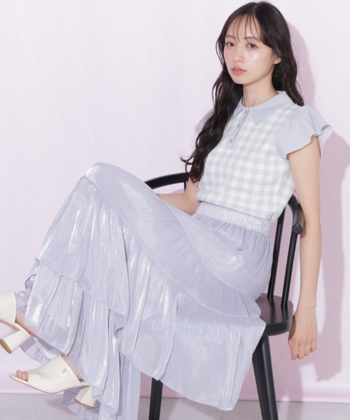 JILL by JILL STUART(ジルバイジルスチュアート)の「バリエーションティアードスカート(スカート・レディース・ブルー/ホワイト/ホワイト系その他・FREE)」の4枚目の写真