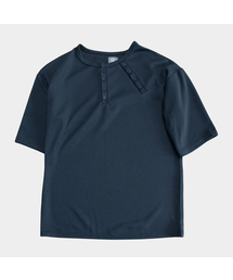 ワッフルサイドスナップポイントベーシックラウンドネック半袖Tシャツ_3COLOR