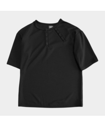 ワッフルサイドスナップポイントベーシックラウンドネック半袖Tシャツ_3COLOR
