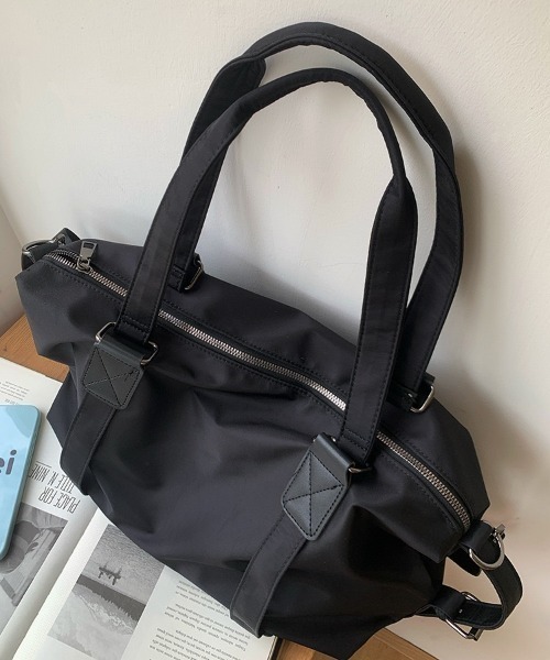 yuue' ( wear )(ユーイ)の「2WAY大容量ナイロントートバッグ/ママバッグ/旅行バッグ/A4サイズ対応(ショルダーバッグ・レディース・ブラック/アイボリー・FREE)」の7枚目の写真