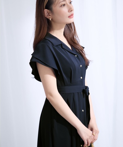 COHINA(コヒナ)の「オープンカラーとろみワンピース 【低身長・小柄女性】(シャツワンピース・レディース・ネイビー/グレイッシュベージュ・SHORT/REGULAR)」の21枚目の写真