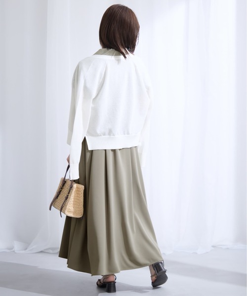 COHINA(コヒナ)の「オープンカラーとろみワンピース 【低身長・小柄女性】(シャツワンピース・レディース・ネイビー/グレイッシュベージュ・SHORT/REGULAR)」の6枚目の写真