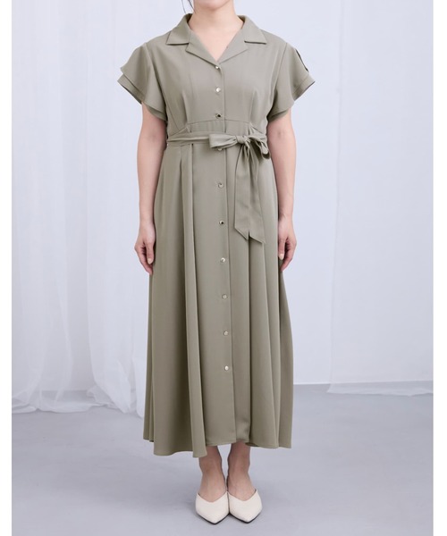 COHINA(コヒナ)の「オープンカラーとろみワンピース 【低身長・小柄女性】(シャツワンピース・レディース・ネイビー/グレイッシュベージュ・SHORT/REGULAR)」の8枚目の写真