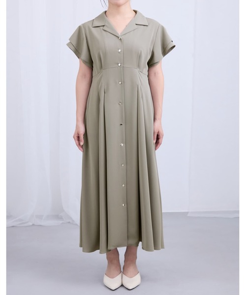 COHINA(コヒナ)の「オープンカラーとろみワンピース 【低身長・小柄女性】(シャツワンピース・レディース・ネイビー/グレイッシュベージュ・SHORT/REGULAR)」の12枚目の写真