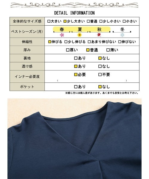 GOLDJAPAN（ゴールドジャパン）の「サイドプリーツ切り替えVネックワンピース【大きいサイズ対応】（ワンピース・レディース・ダークブルー/ブラック・3L/LL/5L/4L）」の19枚目の写真
