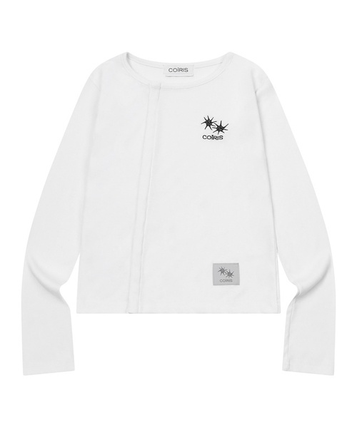 COIRIS(コイリス)の「カナ アンバランスボタン 長袖Tシャツ (3カラー)(Tシャツ/カットソー・レディース・ホワイト/ブラック/グレー系・FREE)」の2枚目の写真