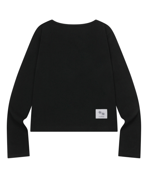 COIRIS(コイリス)の「カナ アンバランスボタン 長袖Tシャツ (3カラー)(Tシャツ/カットソー・レディース・ホワイト/ブラック/グレー系・FREE)」の9枚目の写真