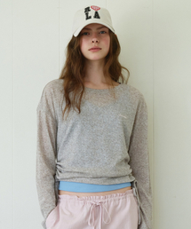 SHEER LONG SLEEVE TOP M/GRAY