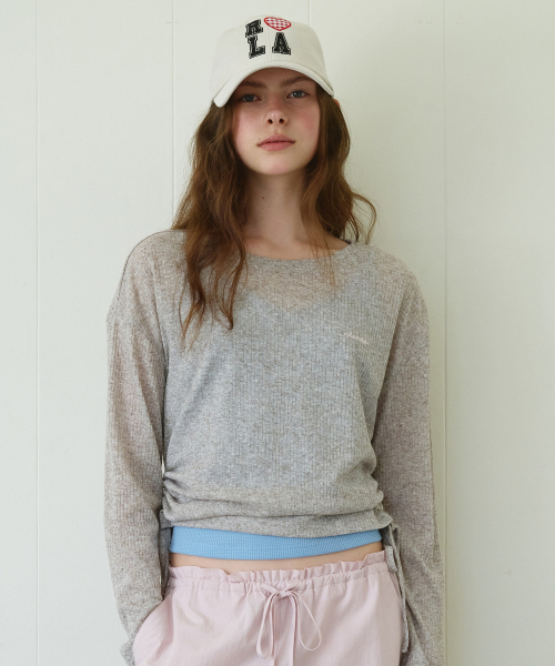 ROLAROLA(ロラロラ)の「SHEER LONG SLEEVE TOP M/GRAY(Tシャツ/カットソー・レディース・ヘザーグレー・FREE)」の1枚目の写真