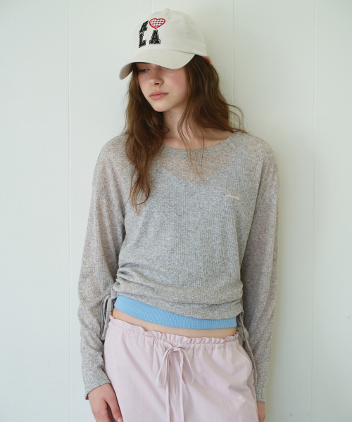 ROLAROLA(ロラロラ)の「SHEER LONG SLEEVE TOP M/GRAY(Tシャツ/カットソー・レディース・ヘザーグレー・FREE)」の2枚目の写真