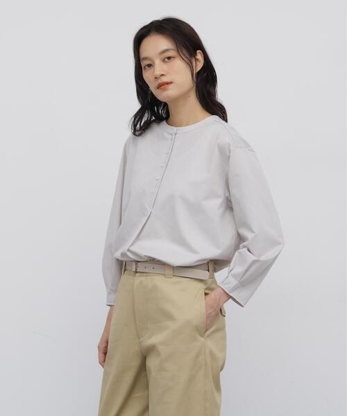 human woman(ヒューマンウーマン)の「◆トリコットカットソー釦ブラウス(Tシャツ/カットソー・レディース・ホワイト/オレンジ系その他/ベージュ系その他3・MEDIUM)」の8枚目の写真