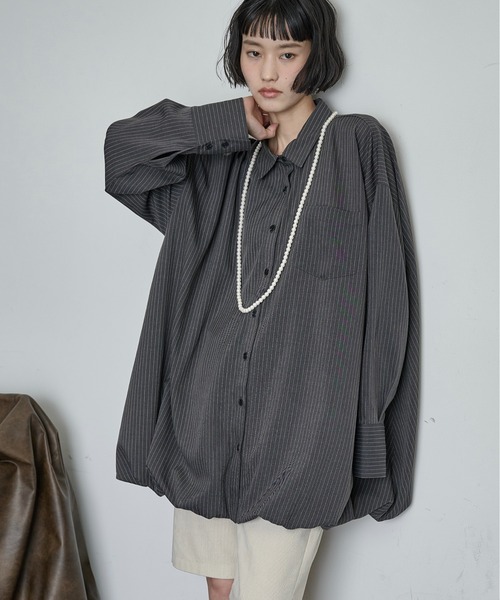 THE YOn(ザヨン)の「バルーンヘムミニシャツワンピース(シャツワンピース・レディース・チャコールグレー/ナチュラル/セージグリーン・FREE)」の1枚目の写真