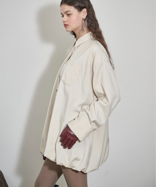 THE YOn(ザヨン)の「バルーンヘムミニシャツワンピース(シャツワンピース・レディース・チャコールグレー/ナチュラル/セージグリーン・FREE)」の7枚目の写真