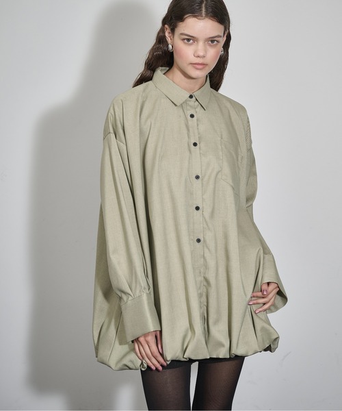 THE YOn(ザヨン)の「バルーンヘムミニシャツワンピース(シャツワンピース・レディース・チャコールグレー/ナチュラル/セージグリーン・FREE)」の20枚目の写真