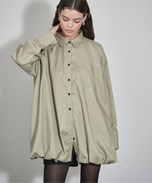 THE YOn(ザヨン)の「バルーンヘムミニシャツワンピース(シャツワンピース・レディース・チャコールグレー/ナチュラル/セージグリーン・FREE)」の21枚目の写真
