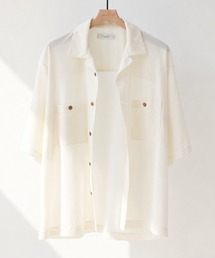 【残りわずか】クリーンワッフルリラックスシャツ /夏服/ウォッシャブル/防シワ/オープンカラー/開襟/伸縮性/半袖