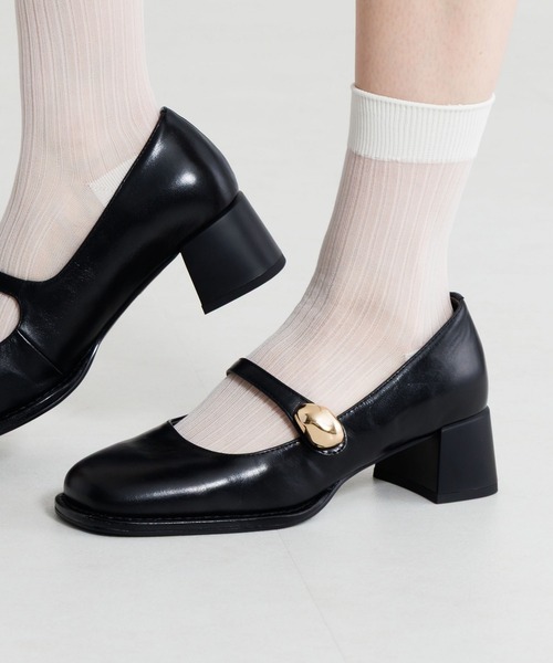 HIMIKO】【ZOZOTOWN限定デザイン】スクエアトゥストラップパンプス