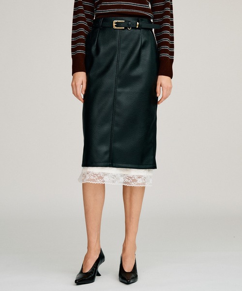 PRANK PROJECT(プランクプロジェクト)の「【2026Autumn Pre-Order】レイヤードヘムシンセティックレザースカート / Layered Hem Synthetic Leather Skirt(スカート・レディース・ブラック/ボルドー・38/36)」の16枚目の写真