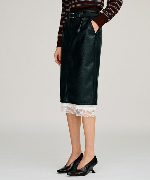 PRANK PROJECT(プランクプロジェクト)の「【2026Autumn Pre-Order】レイヤードヘムシンセティックレザースカート / Layered Hem Synthetic Leather Skirt(スカート・レディース・ブラック/ボルドー・38/36)」の17枚目の写真