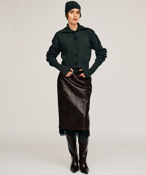 PRANK PROJECT(プランクプロジェクト)の「【2026Autumn Pre-Order】レイヤードヘムシンセティックレザースカート / Layered Hem Synthetic Leather Skirt(スカート・レディース・ブラック/ボルドー・38/36)」の3枚目の写真