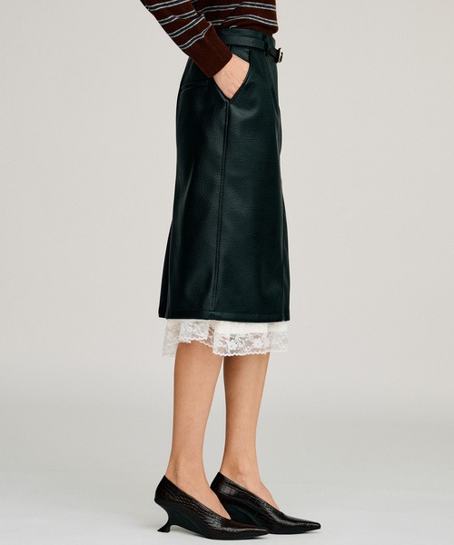 PRANK PROJECT(プランクプロジェクト)の「【2026Autumn Pre-Order】レイヤードヘムシンセティックレザースカート / Layered Hem Synthetic Leather Skirt(スカート・レディース・ブラック/ボルドー・38/36)」の19枚目の写真