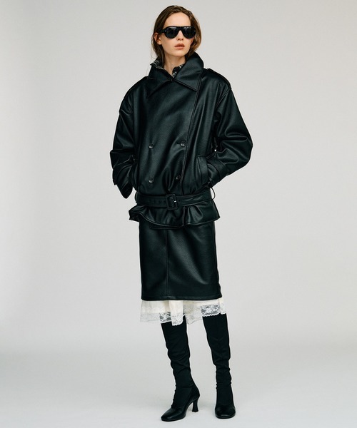 PRANK PROJECT(プランクプロジェクト)の「【2026Autumn Pre-Order】レイヤードヘムシンセティックレザースカート / Layered Hem Synthetic Leather Skirt(スカート・レディース・ブラック/ボルドー・38/36)」の9枚目の写真