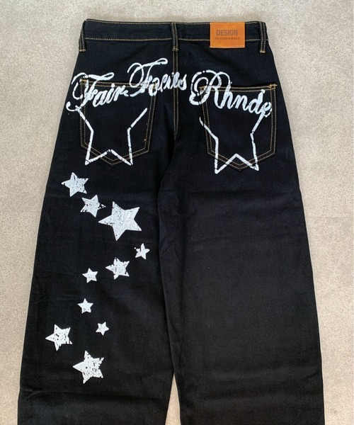 Teem Store(チームストア)の「スターモチーフバックプリントワイドデニム(デニムパンツ・レディース・ブラック・L/M)」の5枚目の写真