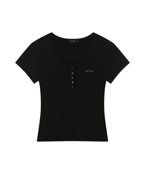 ASON(アズオン)の「EVER BUTTON TEE / BLACK(Tシャツ/カットソー・レディース・その他・FREE)」の2枚目の写真