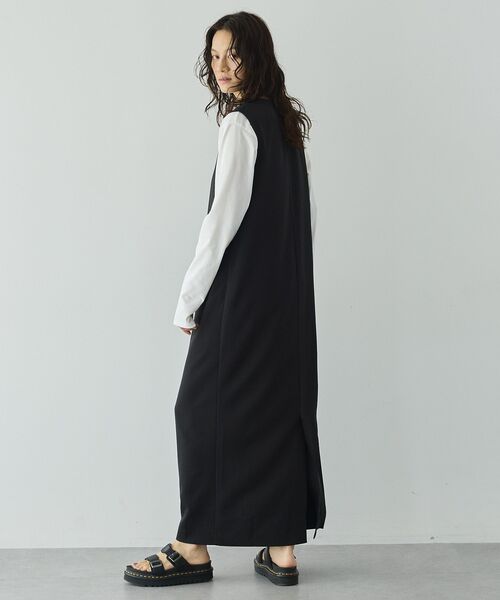 GARAGE OF GOOD CLOTHING(ガレージオブグッドクロージング)の「ムジ深Vネックタックジャンパースカート(ジャンパースカート・レディース・ブラック・36/38)」の5枚目の写真
