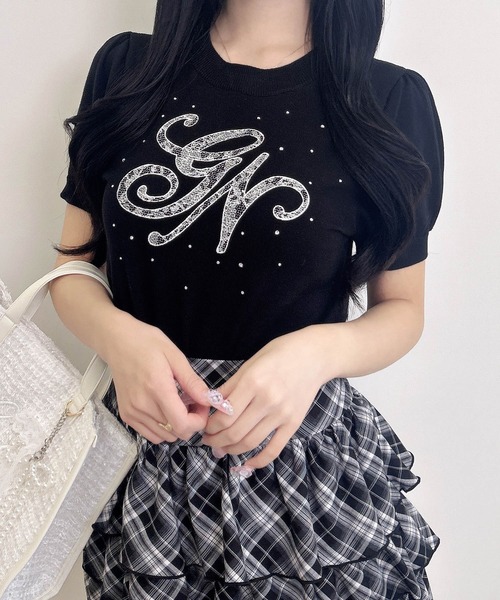 INGNI(イング)の「装飾イニシャルロゴニット(ニット/セーター・レディース・ブラック×ホワイト/ホワイト×ピンク/ピンク系2・M)」の11枚目の写真