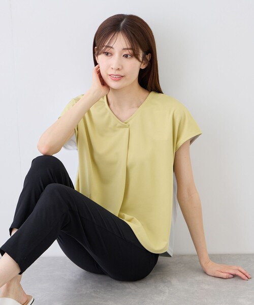 Jayro(ジャイロ)の「エステルスパン合わせネックプルオーバー(Tシャツ/カットソー・レディース・キャメル/ブルー系その他2/イエロー系その他4・FREE)」の3枚目の写真