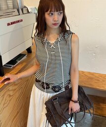 w closet | ボーダーノースリフーディー(その他トップス)