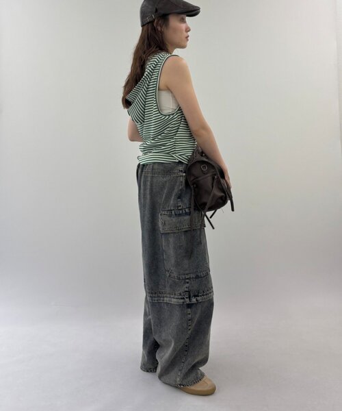w closet（ダブルクローゼット）の「ボーダーノースリフーディー（その他トップス・レディース・オフホワイト/ネイビー/グリーン・FREE）」の11枚目の写真