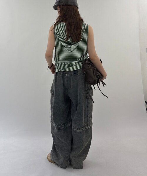 w closet（ダブルクローゼット）の「ボーダーノースリフーディー（その他トップス・レディース・オフホワイト/ネイビー/グリーン・FREE）」の12枚目の写真