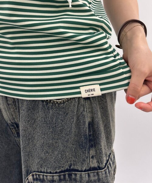 w closet（ダブルクローゼット）の「ボーダーノースリフーディー（その他トップス・レディース・オフホワイト/ネイビー/グリーン・FREE）」の13枚目の写真