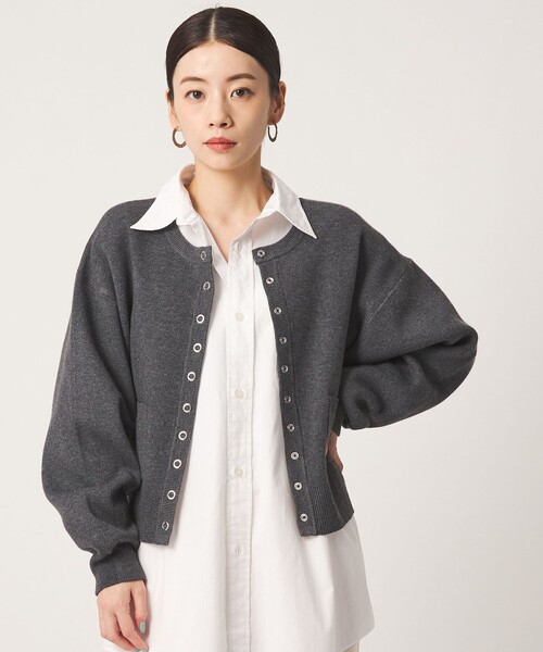 CITEN(シテン)の「<CITEN>スウェットライクニットカーディガン(カーディガン/ボレロ・レディース・ライトグレー/レッド/ダークグレー/ロイヤルブルー・FREE)」の3枚目の写真