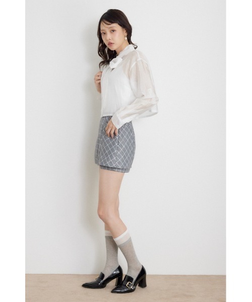 rienda(リエンダ)の「クロップドシアーシャツ 夏服 秋服(シャツ/ブラウス・レディース・ライトブルー/ブラック/ホワイト・FREE)」の5枚目の写真