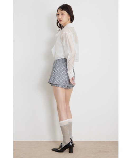 rienda(リエンダ)の「クロップドシアーシャツ 夏服 秋服(シャツ/ブラウス・レディース・ライトブルー/ブラック/ホワイト・FREE)」の6枚目の写真