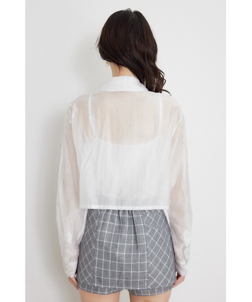 rienda(リエンダ)の「クロップドシアーシャツ 夏服 秋服(シャツ/ブラウス・レディース・ライトブルー/ブラック/ホワイト・FREE)」の12枚目の写真