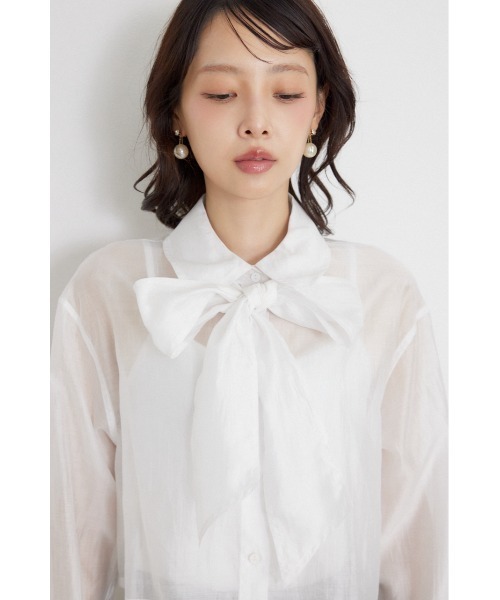 rienda(リエンダ)の「クロップドシアーシャツ 夏服 秋服(シャツ/ブラウス・レディース・ライトブルー/ブラック/ホワイト・FREE)」の13枚目の写真