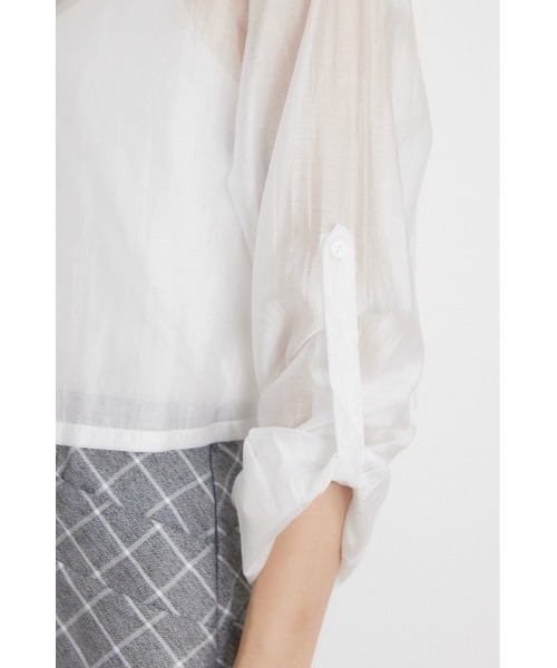 rienda(リエンダ)の「クロップドシアーシャツ 夏服 秋服(シャツ/ブラウス・レディース・ライトブルー/ブラック/ホワイト・FREE)」の15枚目の写真