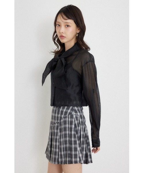 rienda(リエンダ)の「クロップドシアーシャツ 夏服 秋服(シャツ/ブラウス・レディース・ライトブルー/ブラック/ホワイト・FREE)」の20枚目の写真