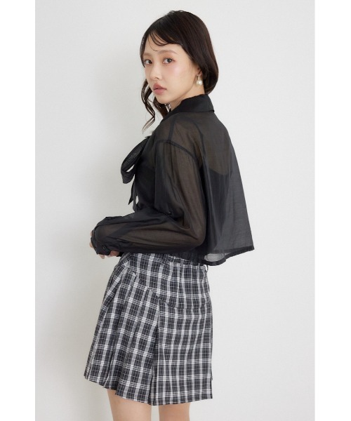 rienda(リエンダ)の「クロップドシアーシャツ 夏服 秋服(シャツ/ブラウス・レディース・ライトブルー/ブラック/ホワイト・FREE)」の21枚目の写真
