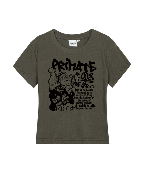 PRIMATE（プライメイト）の「ANGELDEM レディース スリムフィット 半袖Tシャツ 5 COLORS（Tシャツ/カットソー・レディース・ホワイト/チャコール/カーキ/ブラック/クリーム・SMALL/LARGE/MEDIUM）」の5枚目の写真