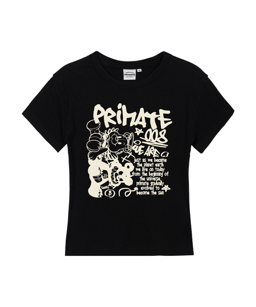 PRIMATE（プライメイト）の「ANGELDEM レディース スリムフィット 半袖Tシャツ 5 COLORS（Tシャツ/カットソー・レディース・ホワイト/チャコール/カーキ/ブラック/クリーム・SMALL/LARGE/MEDIUM）」の2枚目の写真