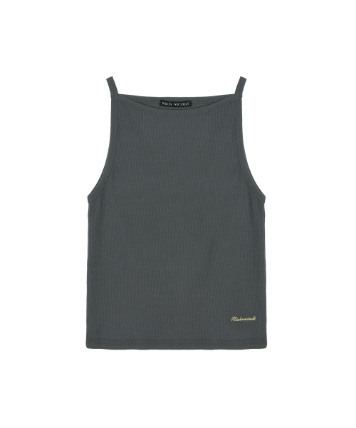 NICK&NICOLE(ニックアンドニコール)の「BOAT NECK SLEEVELESS TOP_CHACOAL(Tシャツ/カットソー・レディース・その他・FREE)」の1枚目の写真